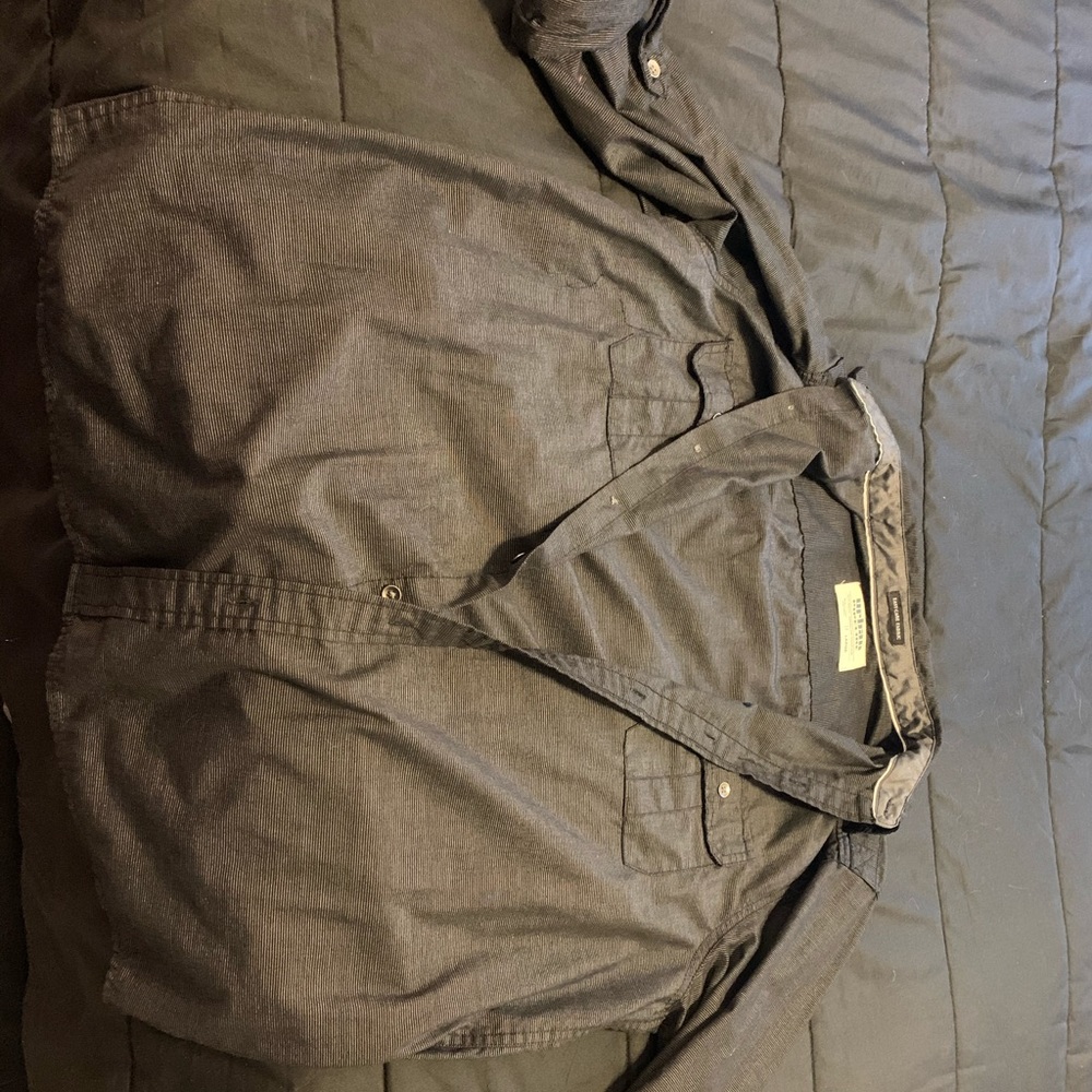 gray dressy button up long sleeve L